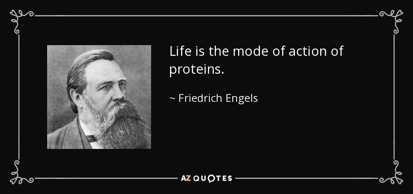 Life is the mode of action of proteins. - Friedrich Engels