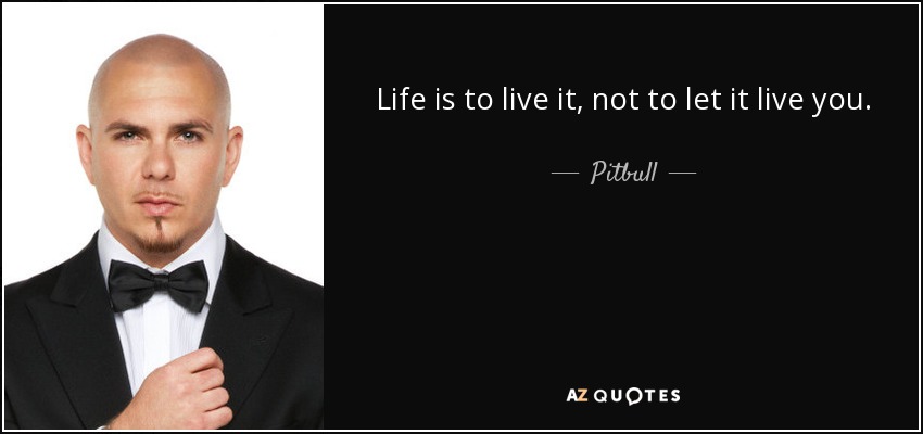 Life is to live it, not to let it live you. - Pitbull