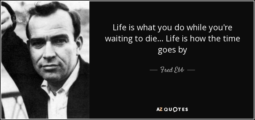 Life is what you do while you're waiting to die... Life is how the time goes by - Fred Ebb