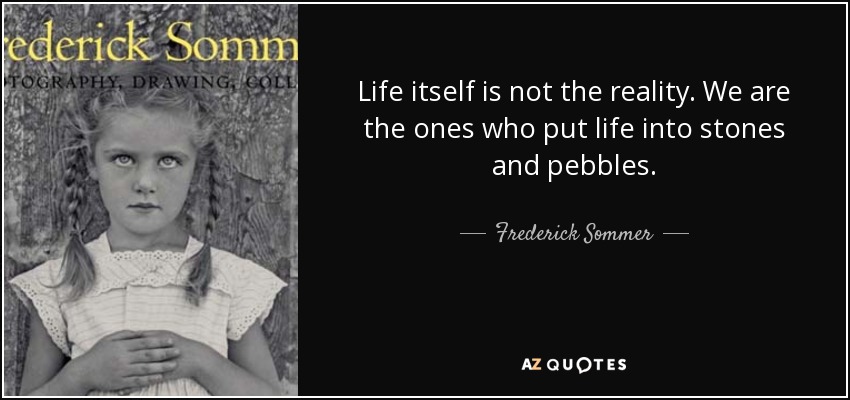 Life itself is not the reality. We are the ones who put life into stones and pebbles. - Frederick Sommer