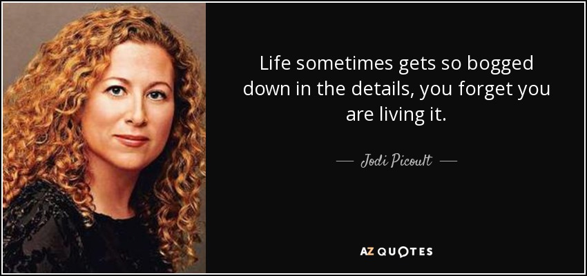 Life sometimes gets so bogged down in the details, you forget you are living it. - Jodi Picoult