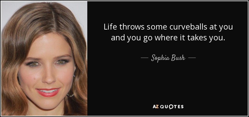Life throws some curveballs at you and you go where it takes you. - Sophia Bush