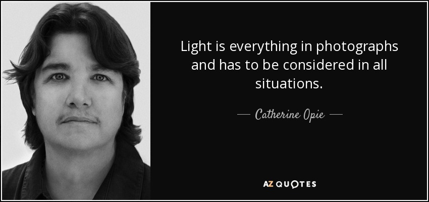 Light is everything in photographs and has to be considered in all situations. - Catherine Opie