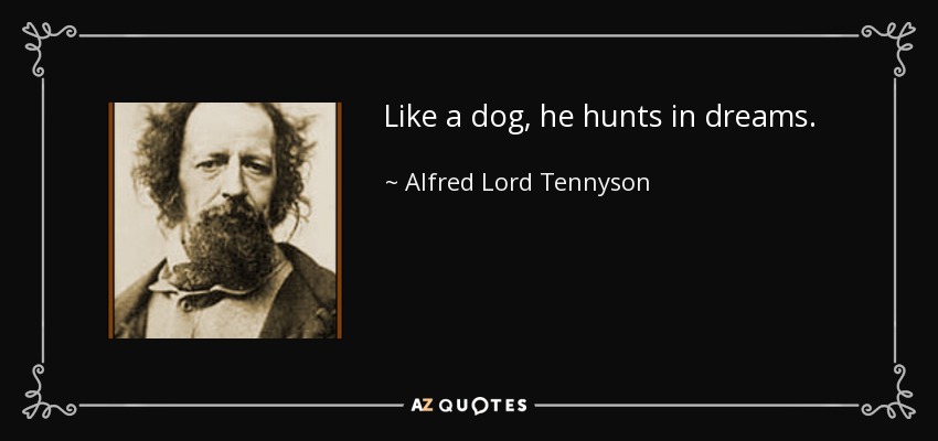 Like a dog, he hunts in dreams. - Alfred Lord Tennyson