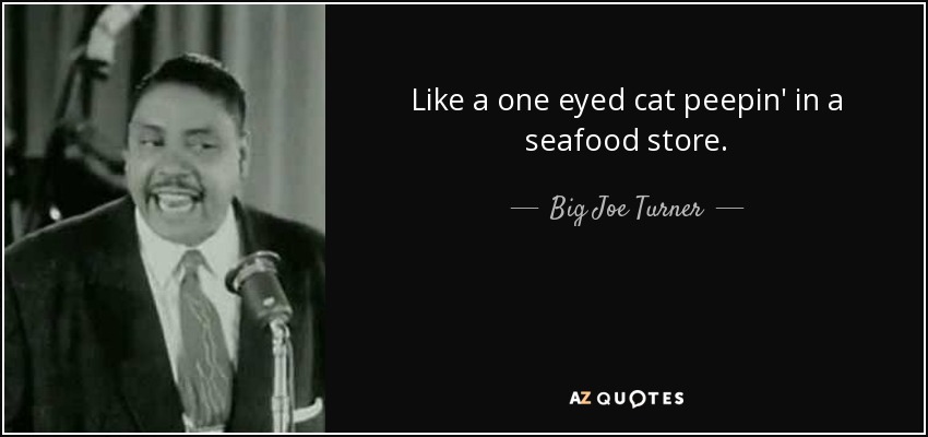 Like a one eyed cat peepin' in a seafood store. - Big Joe Turner