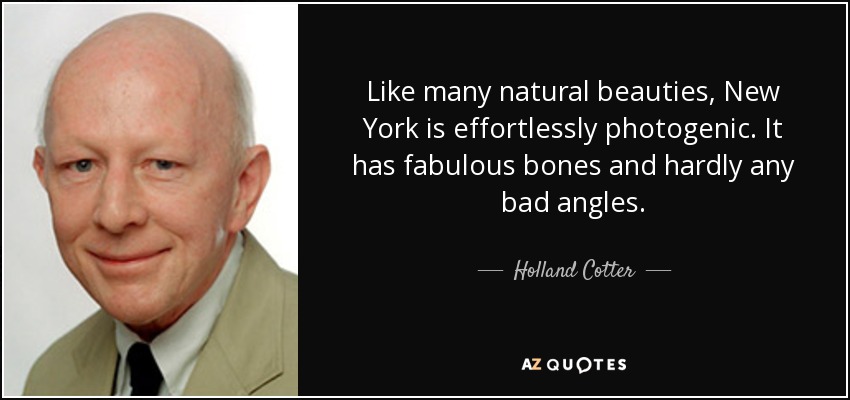 Like many natural beauties, New York is effortlessly photogenic. It has fabulous bones and hardly any bad angles. - Holland Cotter