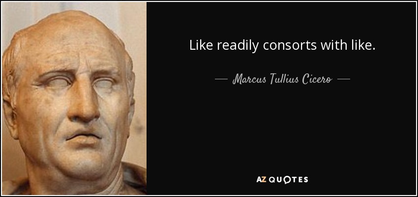 Like readily consorts with like. - Marcus Tullius Cicero