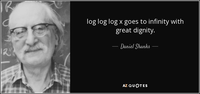 log log log x goes to infinity with great dignity. - Daniel Shanks