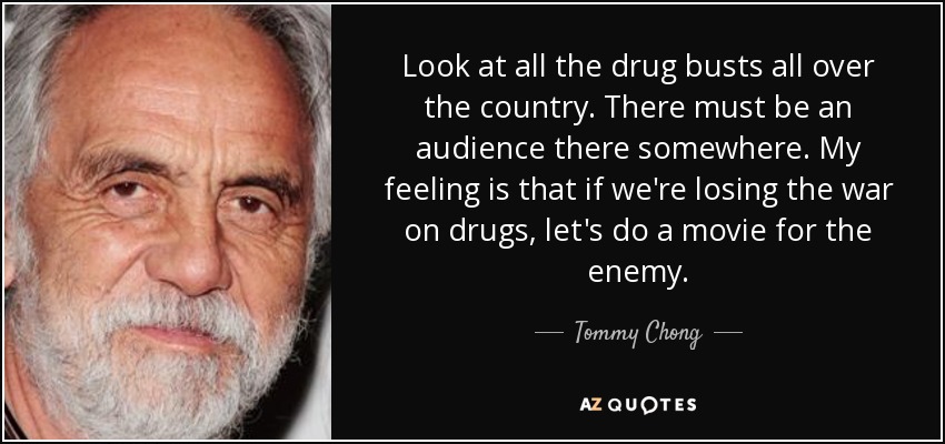 Look at all the drug busts all over the country. There must be an audience there somewhere. My feeling is that if we're losing the war on drugs, let's do a movie for the enemy. - Tommy Chong
