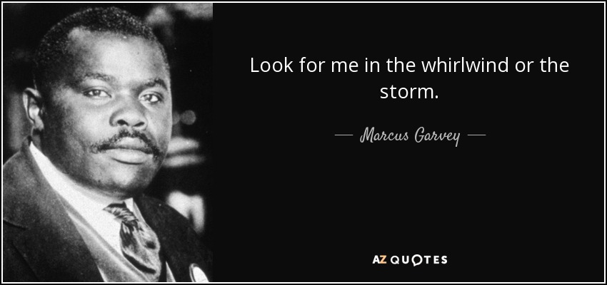Look for me in the whirlwind or the storm. - Marcus Garvey