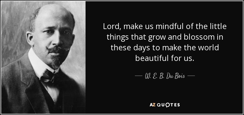 Lord, make us mindful of the little things that grow and blossom in these days to make the world beautiful for us. - W. E. B. Du Bois