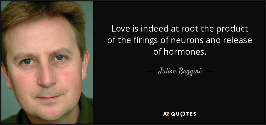 Love is indeed at root the product of the firings of neurons and release of hormones. - Julian Baggini