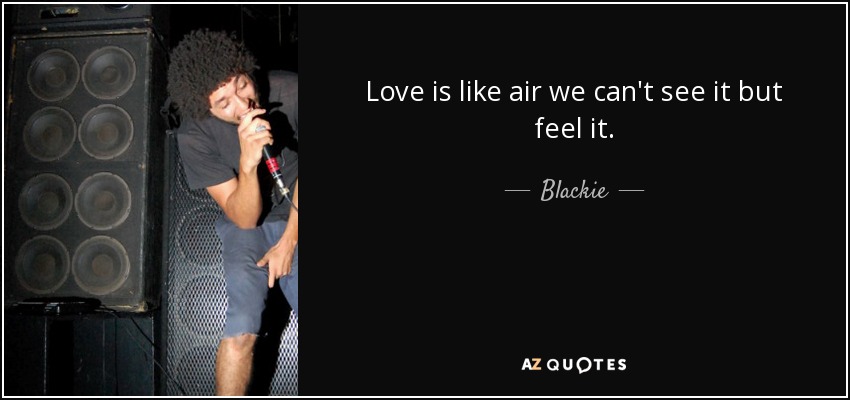 Love is like air we can't see it but feel it. - Blackie