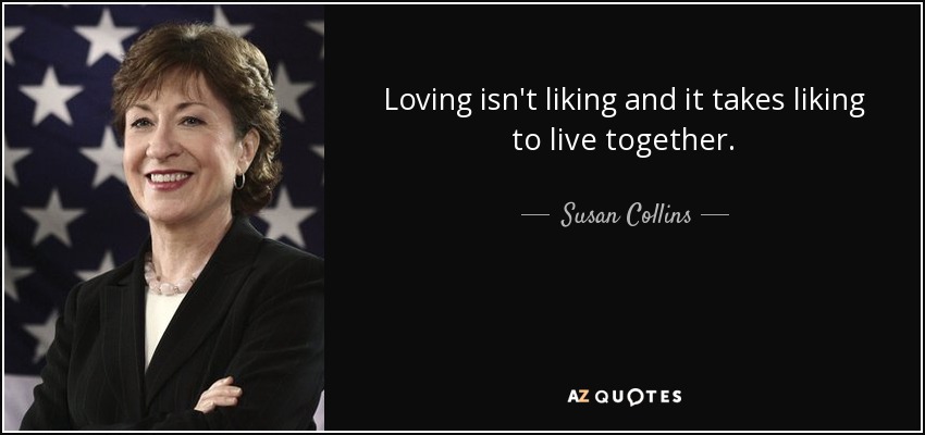 Loving isn't liking and it takes liking to live together. - Susan Collins