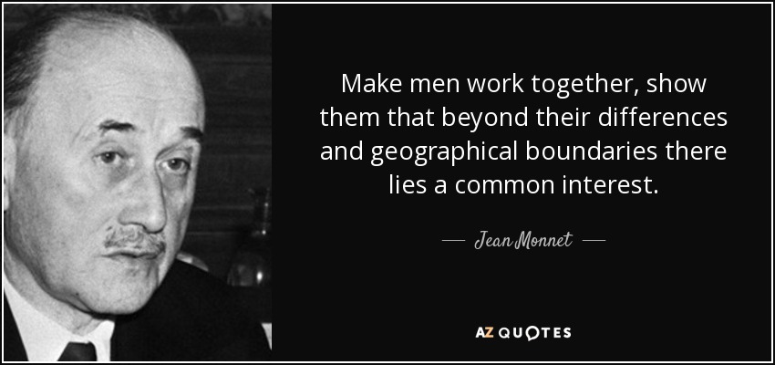 Make men work together, show them that beyond their differences and geographical boundaries there lies a common interest. - Jean Monnet