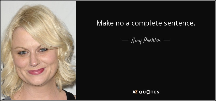 Make no a complete sentence. - Amy Poehler