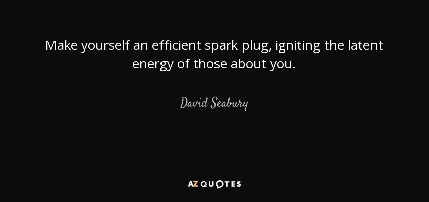 Make yourself an efficient spark plug, igniting the latent energy of those about you. - David Seabury