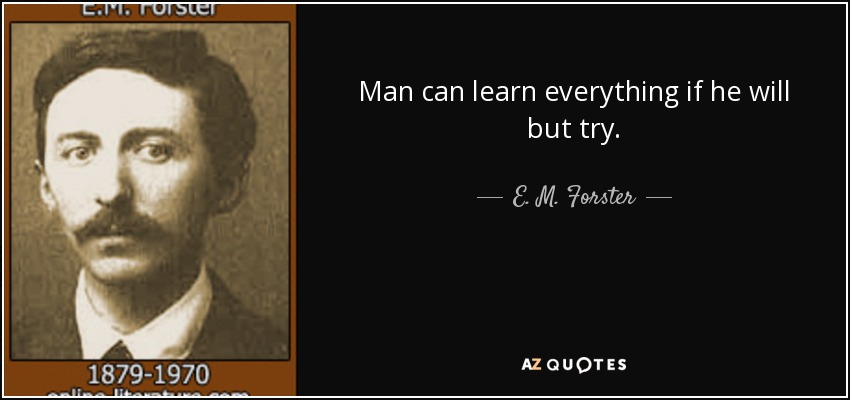Man can learn everything if he will but try. - E. M. Forster
