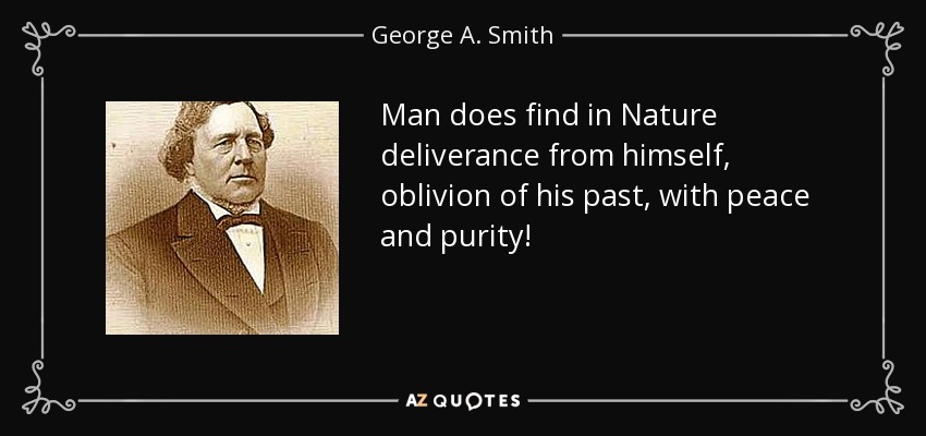 Man does find in Nature deliverance from himself, oblivion of his past, with peace and purity! - George A. Smith