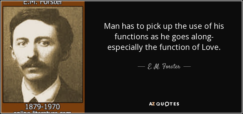 Man has to pick up the use of his functions as he goes along- especially the function of Love. - E. M. Forster