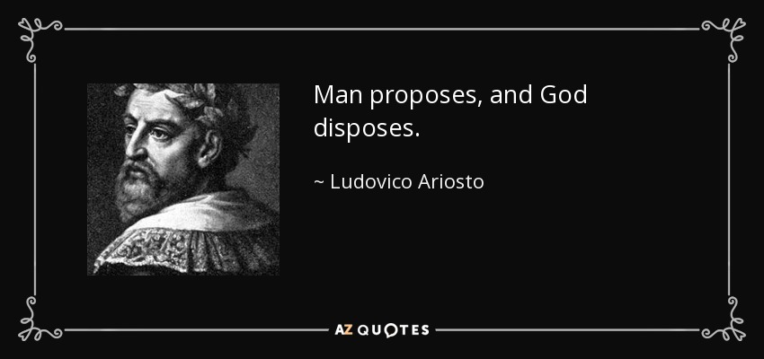 Man proposes, and God disposes. - Ludovico Ariosto