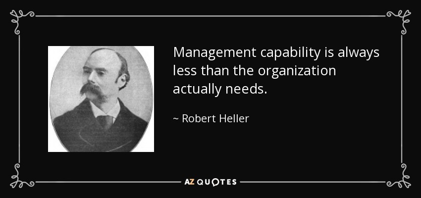 Management capability is always less than the organization actually needs. - Robert Heller
