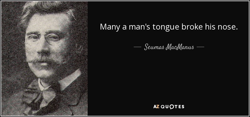 Many a man's tongue broke his nose. - Seumas MacManus