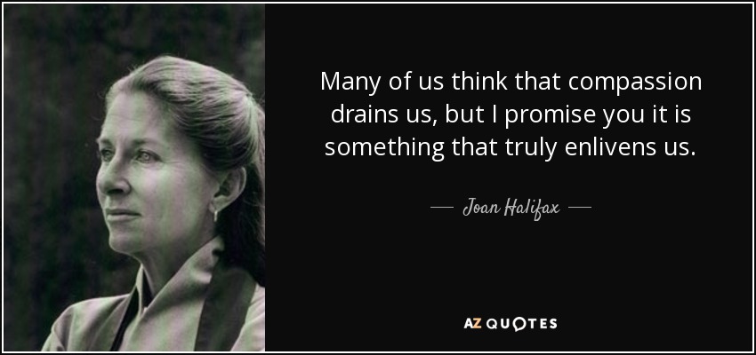 Many of us think that compassion drains us, but I promise you it is something that truly enlivens us. - Joan Halifax