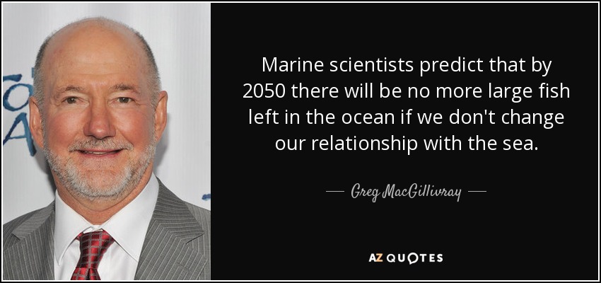 Marine scientists predict that by 2050 there will be no more large fish left in the ocean if we don't change our relationship with the sea. - Greg MacGillivray