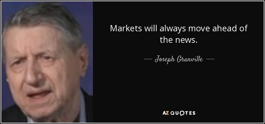 Markets will always move ahead of the news. - Joseph Granville