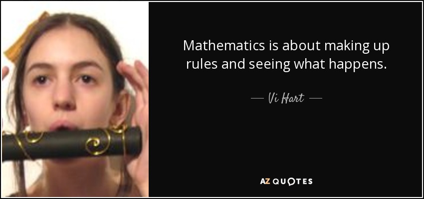 Mathematics is about making up rules and seeing what happens. - Vi Hart