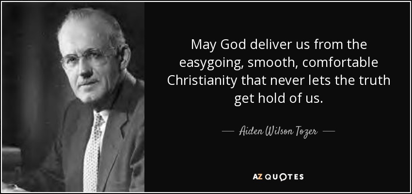 May God deliver us from the easygoing, smooth, comfortable Christianity that never lets the truth get hold of us. - Aiden Wilson Tozer