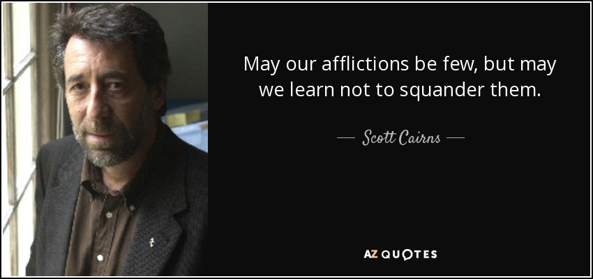 May our afflictions be few, but may we learn not to squander them. - Scott Cairns
