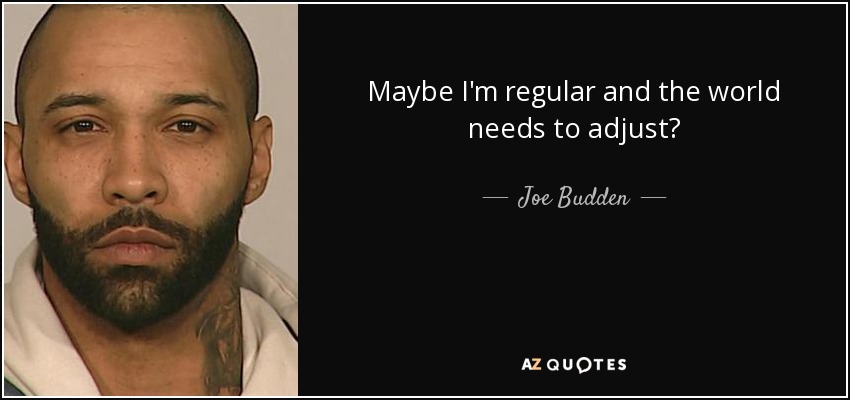 Maybe I'm regular and the world needs to adjust? - Joe Budden