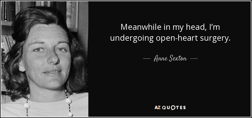 Meanwhile in my head, I’m undergoing open-heart surgery. - Anne Sexton