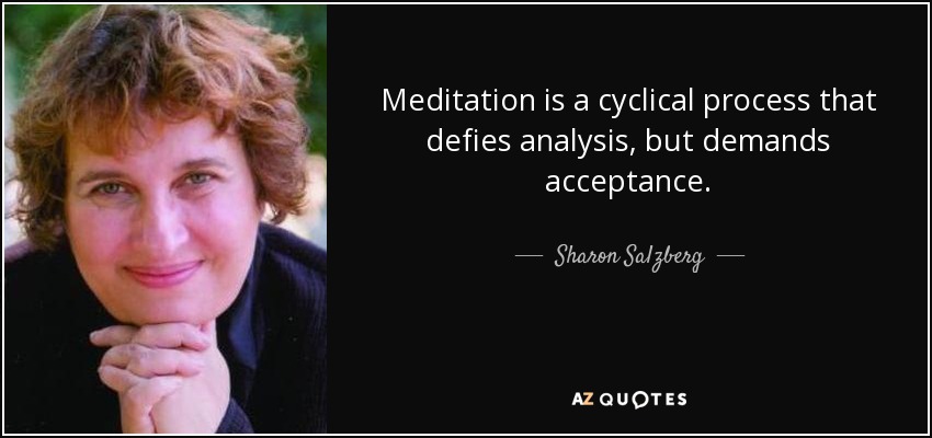 Meditation is a cyclical process that defies analysis, but demands acceptance. - Sharon Salzberg