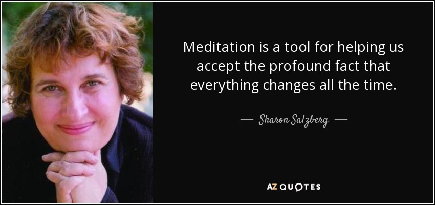 Meditation is a tool for helping us accept the profound fact that everything changes all the time. - Sharon Salzberg