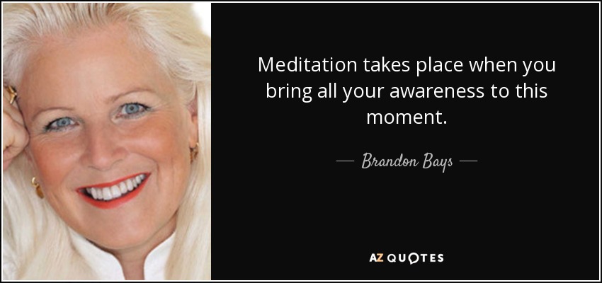 Meditation takes place when you bring all your awareness to this moment. - Brandon Bays