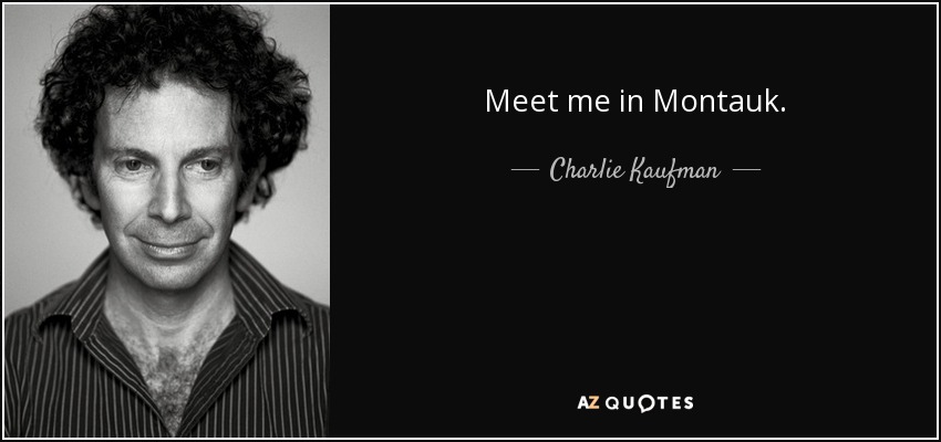 Meet me in Montauk. - Charlie Kaufman