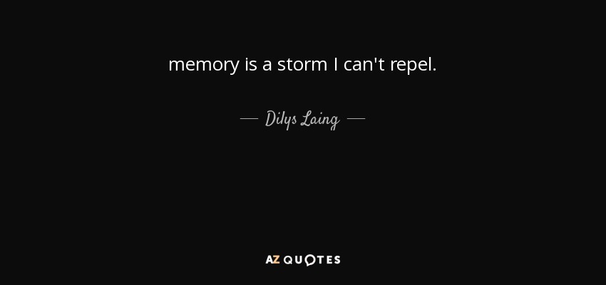 memory is a storm I can't repel. - Dilys Laing