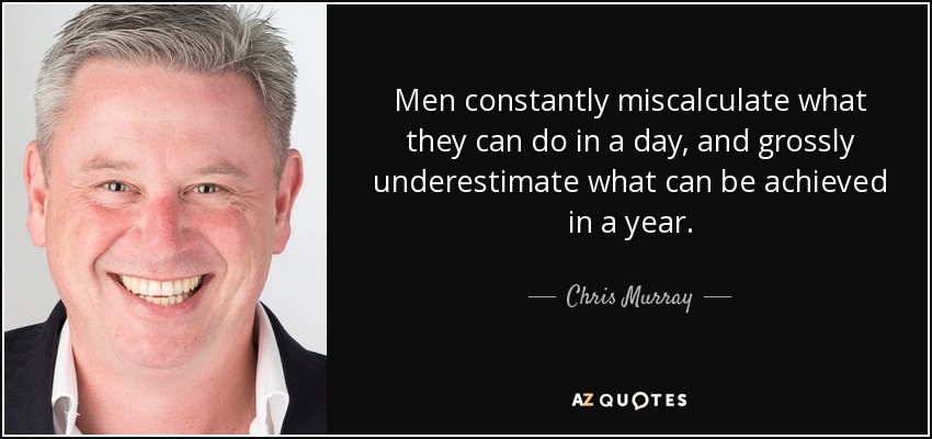 Men constantly miscalculate what they can do in a day, and grossly underestimate what can be achieved in a year. - Chris Murray