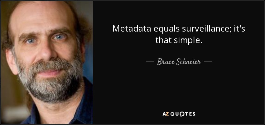 Metadata equals surveillance; it's that simple. - Bruce Schneier