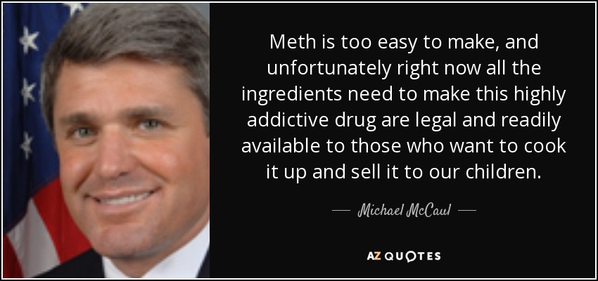 Meth is too easy to make, and unfortunately right now all the ingredients need to make this highly addictive drug are legal and readily available to those who want to cook it up and sell it to our children. - Michael McCaul