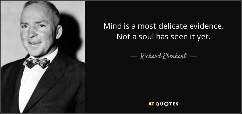 Mind is a most delicate evidence. Not a soul has seen it yet. - Richard Eberhart