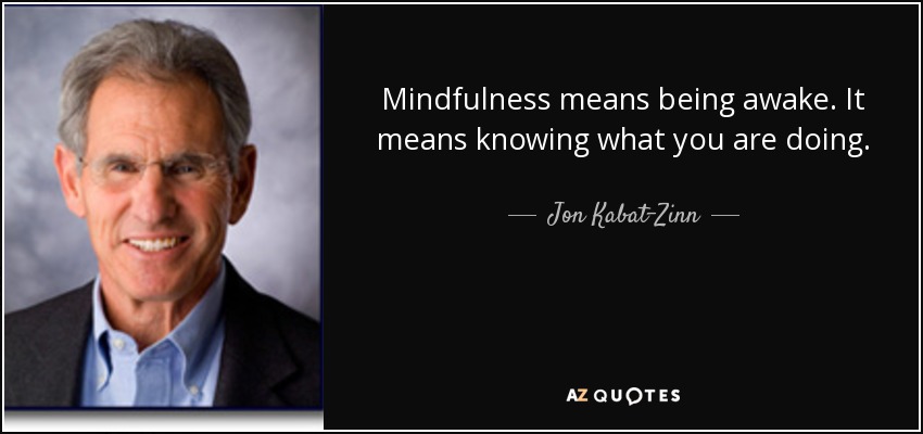 Mindfulness means being awake. It means knowing what you are doing. - Jon Kabat-Zinn