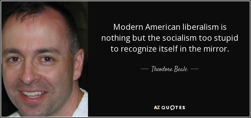 Modern American liberalism is nothing but the socialism too stupid to recognize itself in the mirror. - Theodore Beale