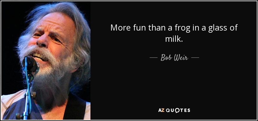 More fun than a frog in a glass of milk. - Bob Weir