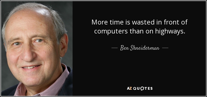 More time is wasted in front of computers than on highways. - Ben Shneiderman