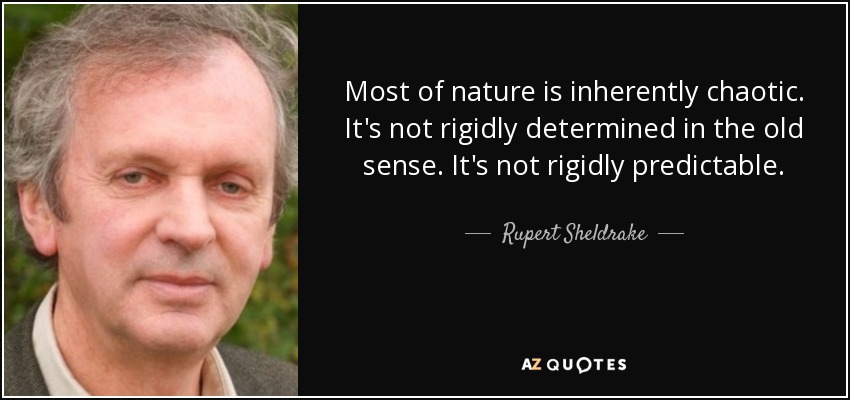Most of nature is inherently chaotic. It's not rigidly determined in the old sense. It's not rigidly predictable. - Rupert Sheldrake
