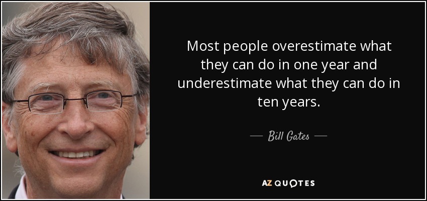 Most people overestimate what they can do in one year and underestimate what they can do in ten years. - Bill Gates